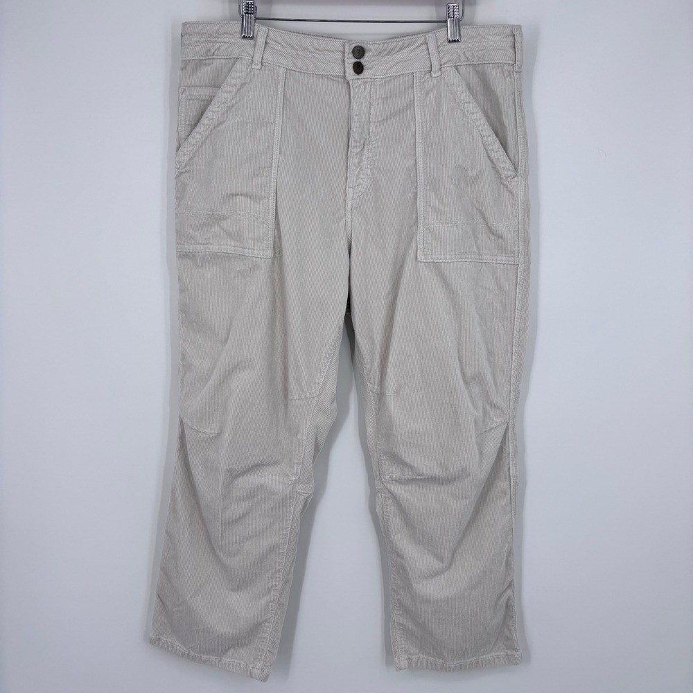 Pilcro Anthropologie The Wanderer Corduroy Utility Pants Womens 34 Ivory Beige